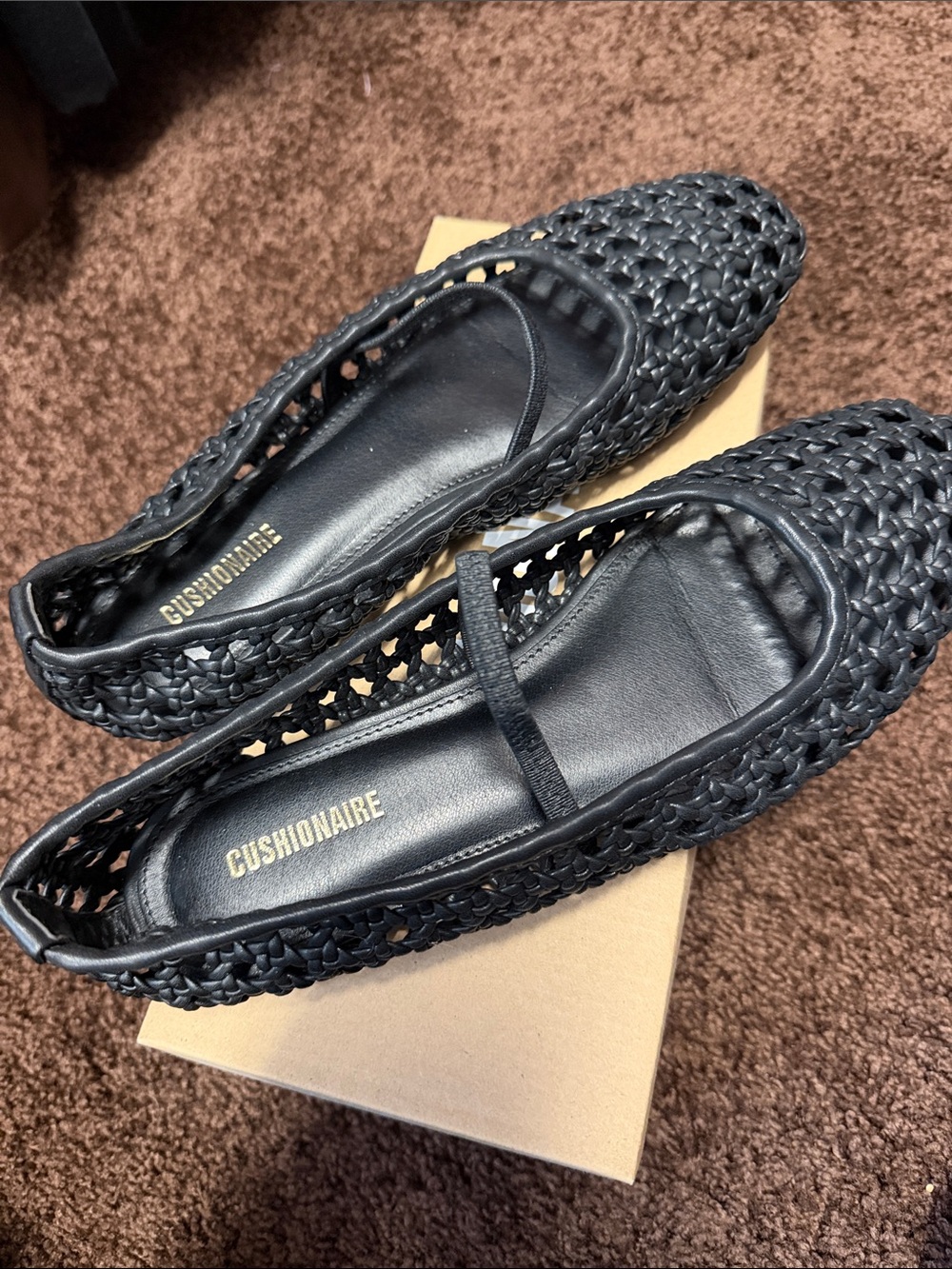 Cushionaire Black Woven Mary Jane Flats Size 8.5